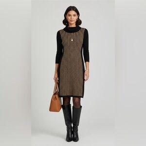 Dark Academia Sweater Dress Houndstooth Knit Timeless